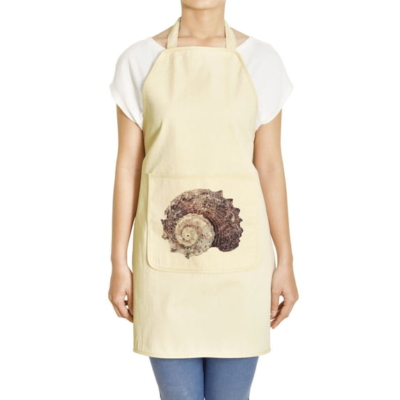 Seashell 3 Printed Khaki Kitchen Apron 27 x 32.5 Inch with Pocket APR
