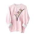 thumbnail image 3 of RKSTN Chandails en Molleton de Noël pour Femmes Mode Automne Décontracté Imprimé de Noël Rose Col Rond Manches Longues Léger Chandail, 3 of 4