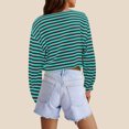 thumbnail image 6 of Striped Sweatshirts Womens Long Sleeve Crewneck Crop Tops Fall Winter Casual Color Block Light Short Pullovers (2XL, Sky Blue), 6 of 7