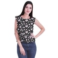 thumbnail image 1 of Moomaya Débardeur Sans Manches à Volants Imprimé pour Femmes Col Rond Crop Top Décontracté, 1 of 4