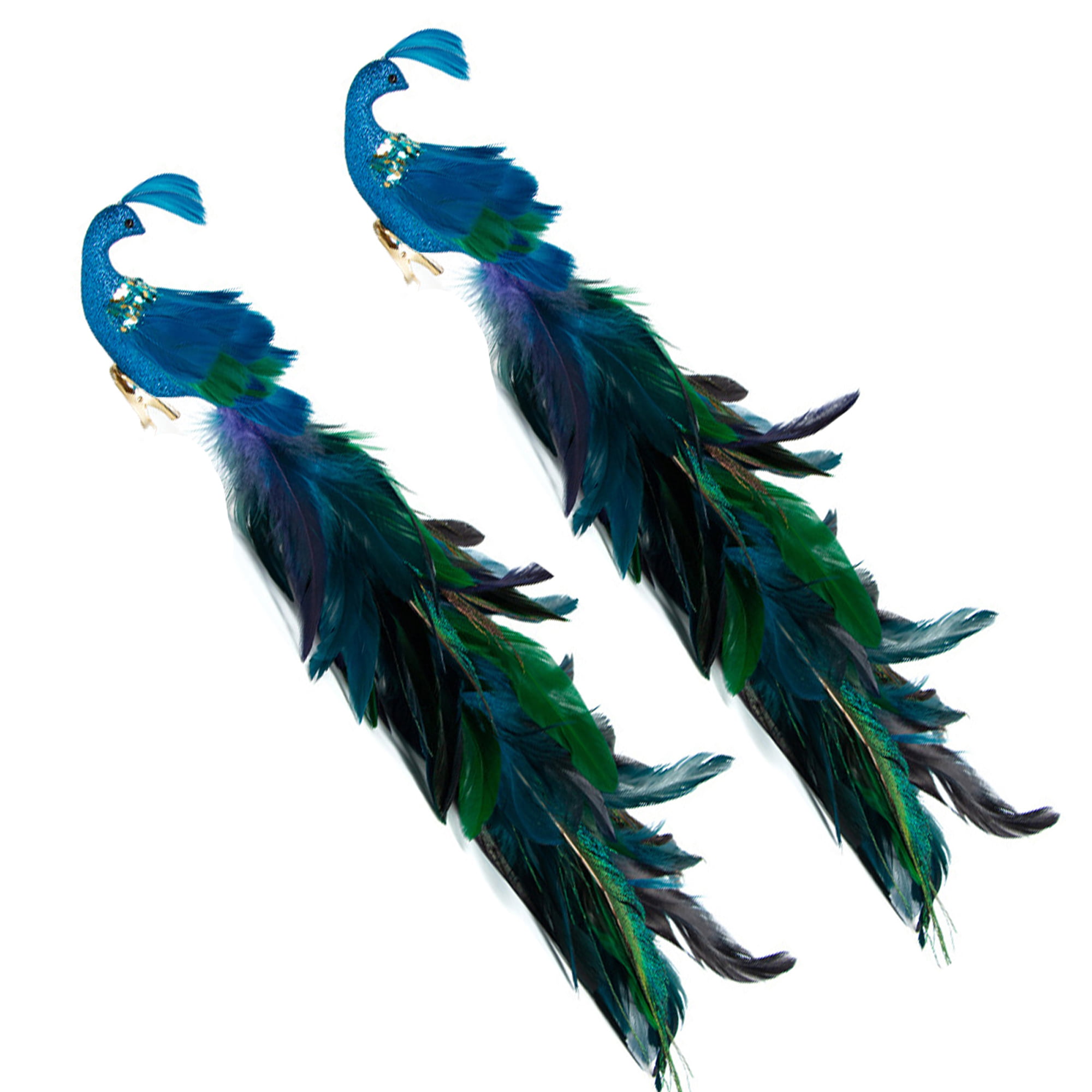 2 Pack Blue Peacock Christmas Decorations, 18.9 Inch Artificial Peacock  Birds With Feather Tail And Clip, Glitter Peacock Ornaments For Christmas  Tree