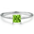 thumbnail image 3 of Gem Stone King 14K White Gold Green Peridot Engagement Ring for Women | 0.73 Cttw | Princess 5MM | Gemstone August Birthstone | Size 5, 3 of 6