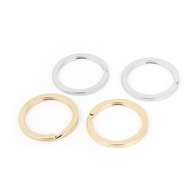 Unique Bargains 33mm Outside Dia Metal Round Flat Split Loop Key Ring Holders Keyring 4 Pcs