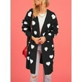 thumbnail image 4 of Musuos Women Open Front Duster Sweaters Heart Print Knitted Fall Cardigans with Pockets, 4 of 9