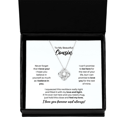 To My Cousin Necklace - Promise to Love You - Love Knot Silver Necklace for Birthday, Mother's Day, Christmas - Jewelry Gift for Stepsister, Sister-in-Law, BFF