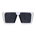 thumbnail image 3 of Womens Geometric Flat Top Racer Fashion Sunglasses White Black, 3 of 4