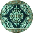 thumbnail image 1 of Ahgly Company Machine Washable Indoor Round Medallion Turquoise Blue Traditional Area Rugs, 8' Round, 1 of 4