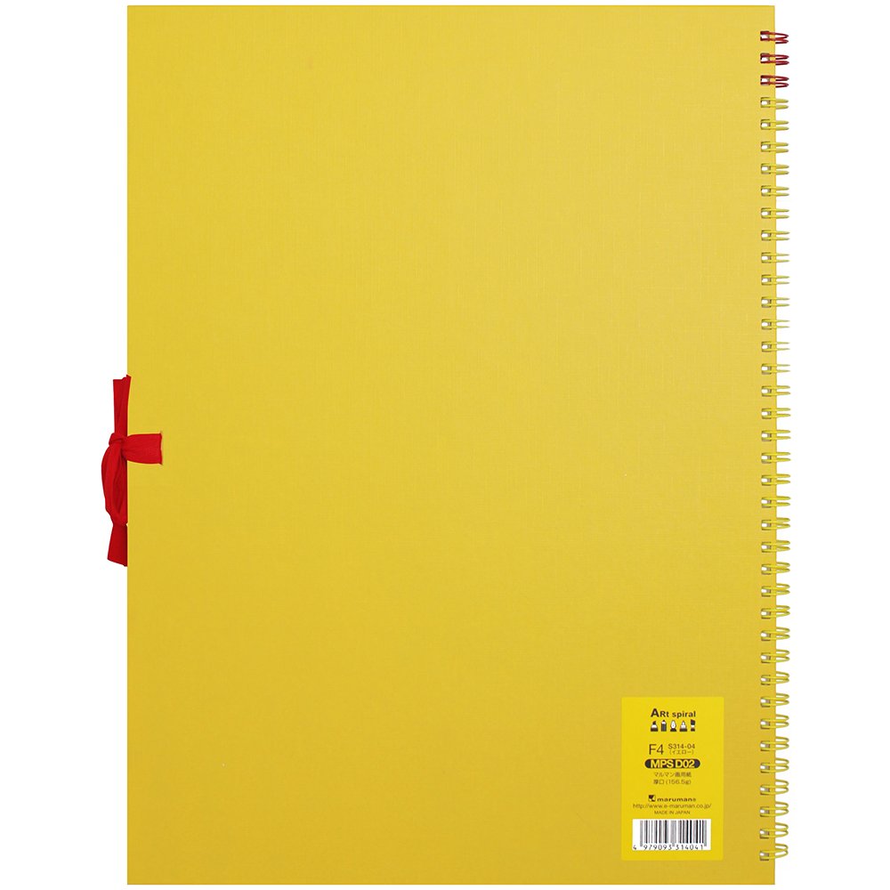 Maruman S314-04 Sketch Book F4 Art Spiral Drawing Paper, Thick, Yellow, 24 Sheets