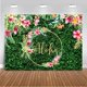 thumbnail image 1 of Fondo Aloha, luau tropical, cumpleaños, baby shower, decoración para fiesta, fondo de hierba verde hawaiana tropical para fotografía, pancarta para fotomatón, 1 of 4