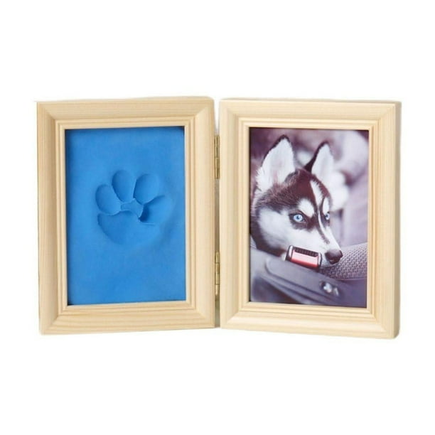 Marco de fotos personalizado para mascotas con kit de huellas de patas | Recuerdo de madera para perros y gatos | Exhibición de recuerdos para amantes de las mascotas y decoración del hogar