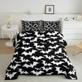 thumbnail image 2 of jejeloiu Spooky Bats Bedding Comforter Set,Halloween Theme Twin Comforter Sets,White Black Bedding Set For Girls,Lightweight Room Decor Reversible,2pcs, 2 of 8