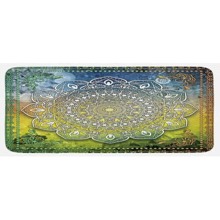 

Ethnic Kitchen Mat Mystic Mandala Culture Karma Calmness and Harmony Boho Design Plush Decorative Kitchen Mat with Non Slip Backing 47 X 19 Multicolor by Ambesonne