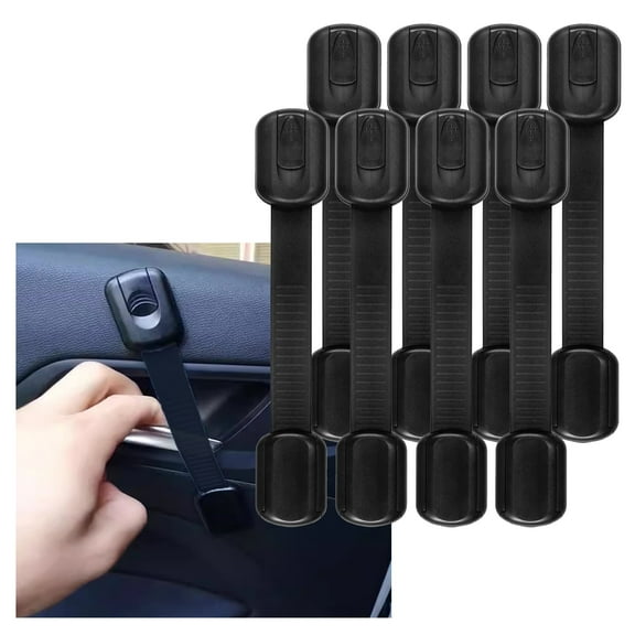8 Pcs Black Child Safety Cabinet Locks  Adjustable Straps Baby Proof Latches for Drawers, Oven, Refrigerator, Toilet Seat, Closet , Car and Cupboard