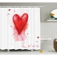 thumbnail image 1 of Love Shower Curtain Set, Watercolors Painted Heart Form with Leaking Splash Elements on It Flower Be Mine Boho Decor, Bathroom Decor, Red White, by Ambesonne, 1 of 1