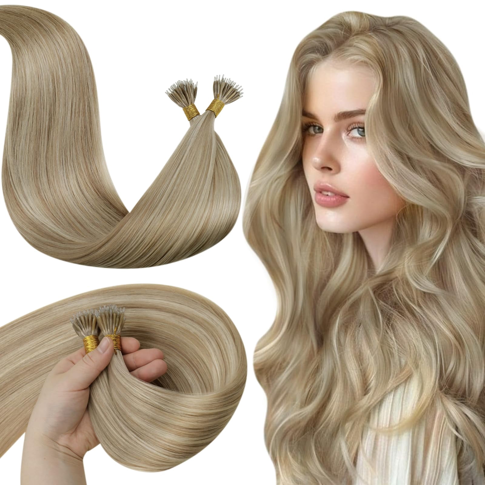 Extensiones de cabello humano LaAvoo Nano Ring de 14 pulgadas | Bodega ...