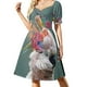 thumbnail image 1 of Vestido de manga corta con diseño abstracto de cacatúa australiana. Vestidos de noche para mujer. Vestidos de lujo para mujer., 1 of 8