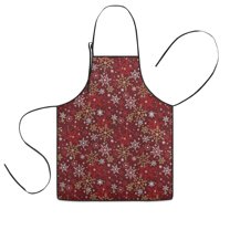 Red Christmas Snowflake Pattern Kids Aprons for Girls and Boys,Adjustable Neck Strap Toddler Aprons for Kids Cooking Baking