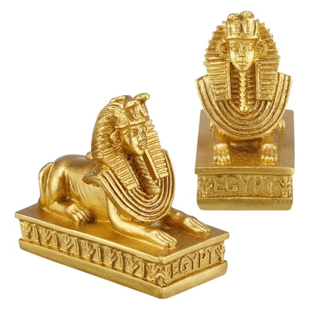 Raindrops  2 Pieces Egypt Themed Toys Sphinx Figurine Desktop Statue Model Office Golden
