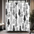 thumbnail image 5 of Funny Cat Shower Curtain Line Art Black Cute Animals Theme Cool Shower Curtains for Bathroom Black White and Grey Decor Set with 12 Hooks 72x72 Inches, 5 of 6