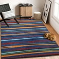 thumbnail image 6 of CAROMIO Area Rug Aesthetic Striped Geometric Non-Slip Throw Rugs for Living Room Bedroom Indoor Soft Rug, 8' x 10' Blue, 6 of 6