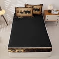 thumbnail image 4 of Homewish Rustic Bear Silhouette Zipper Twin Comforter Sets with Fitted Sheet and 2 Pillowcases,Pine Paw Zipper Bedding Set For Boys,Black Reversible,4-Piece, 4 of 7