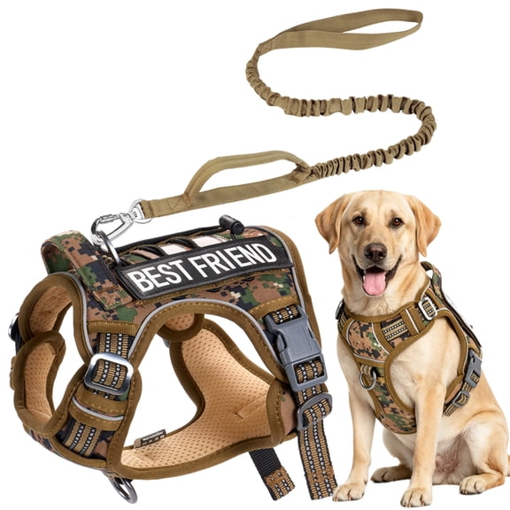 Hutact Dog Harnesses for Large Dogs, No Pull Dog Harness with Leash, Soft No Choke Reflective Dog Harness with Handle, Adjustable Escape Proof Pet Harness for Training, Easy Walk, Running, Large