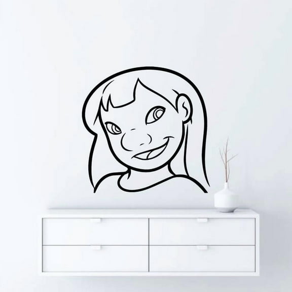 Lilo Happy Girl Smile Lilo and Stitch Disney Cartoon Wall Sticker Art Decal for Boys Girls Room Bedroom Kindergarten Nursery House Fun Home Decors Stickers Wall Art Vinyl Decoration Size (20x20 inch)