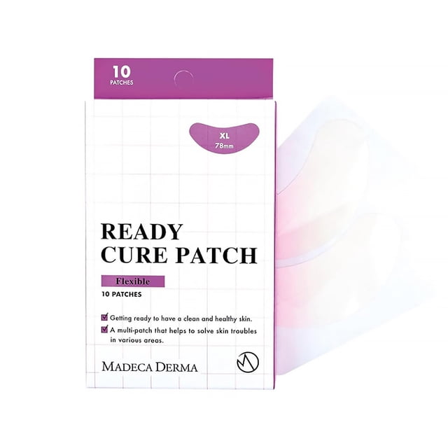 Madeca DERMA Ready Cure Patch Flexible - Parches hidrocoloides XL para de área grande, perfecto para acné, granos, imperfecciones, cuidado de heridas blancas y espinillas (10 parches/tamaño extra gr