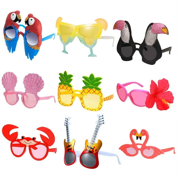 9 Pairs Funny Hawaiian Party Glasses, Fancy Dress Props, Summer Beach Themed Party Supplies Decoration