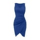 thumbnail image 4 of Vestido mini sexy sin mangas con cuello en V y pliegues envolventes, color liso, para mujer - Poliéster, elegante, con fruncido en la cintura y corte ajustado, 4 of 4
