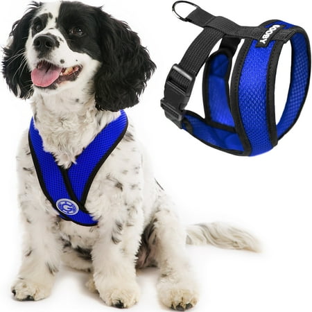 UPC: 0841186100470 | Gooby Comfort X Head-In Harness – Blue Small – Breathable Lightweight Wrinkle Free Mesh Harness with Patented Choke-Free X Frame for Small Dog and Medium Dog Indoor and Outdoor use