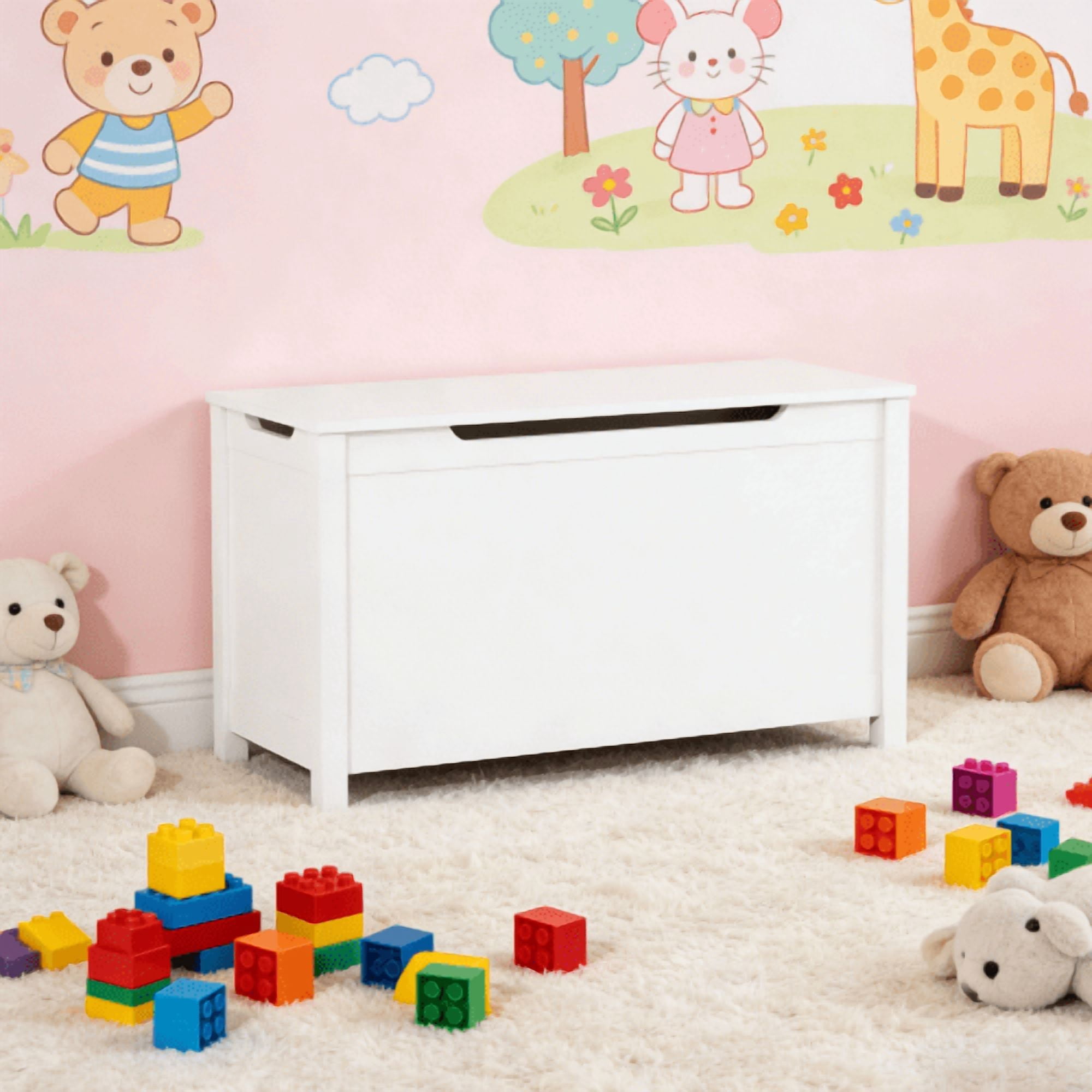 DEGUO Toy Chest, Wooden Toy Storage Box with Safety-Hinged Lid, Kids Toys Storage Organizer for Playroom, Bedroom, & Montessori Classroom Furniture for Boys & Girls Ages 3+
