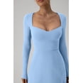 thumbnail image 2 of Robe à Manches Longues pour Femmes avec Encolure en Cœur, Fente Latérale, Extensible, Évasée, Mini Robe, 2 of 6