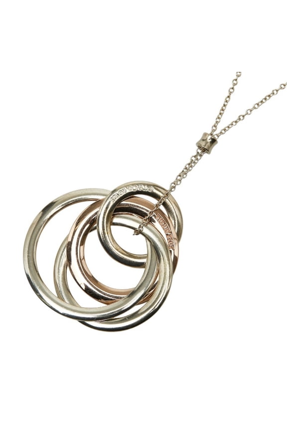 Pre-Owned Tiffany & Co. 1837 Interlocking Circle Necklace, SV925 Silver Metal, Women's.