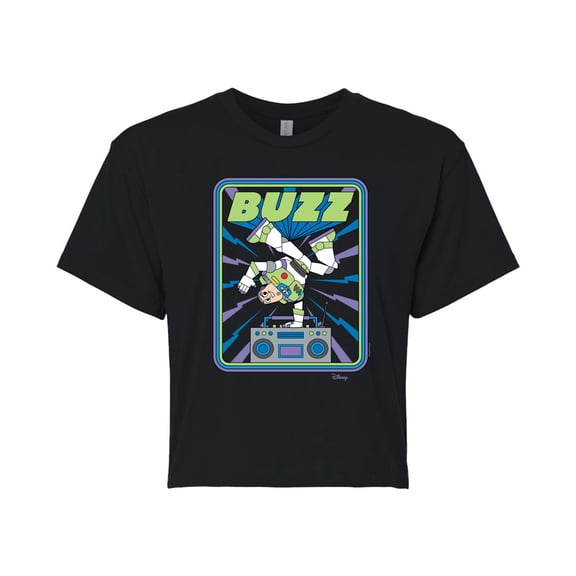 Disney - Toy Story - Buzz Breakdancing - Juniors Cropped Cotton Blend T-Shirt