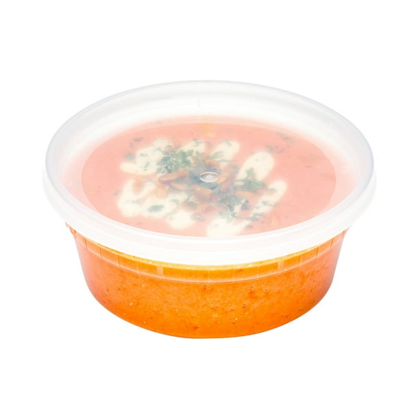 Disposable Plastic ToGo Soup Containers And Lids Round Clear 8oz