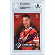 Cristiano Ronaldo Manchester United Autographed 2021-22 Topps Now UCL #014 BAS Authenticated Card - Fanatics Authentic Certified