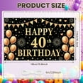 thumbnail image 2 of Gold Theme Happy 40th Birthday Banner Golden Balloons 40th Birthday Display Star Pattern Heart Design Milestone Birthday Backdrop for 40th Birthday Party Adult Celebration Indoor Decoration, 2 of 9