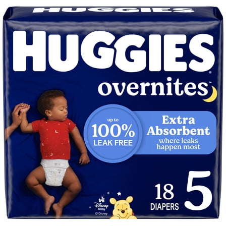 Huggies Overnites Nighttime Baby Diapers, Size 5 (27  lbs), 18 Ct Select for More)