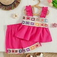 thumbnail image 2 of THDHVS Girls Summer Outfits,Casual Short Sets for Kids,Toddler Girls 2 Piece Set with Sleeveless Top and Flounce Shorts Embroidery Details for Casual Summer, 2 of 7