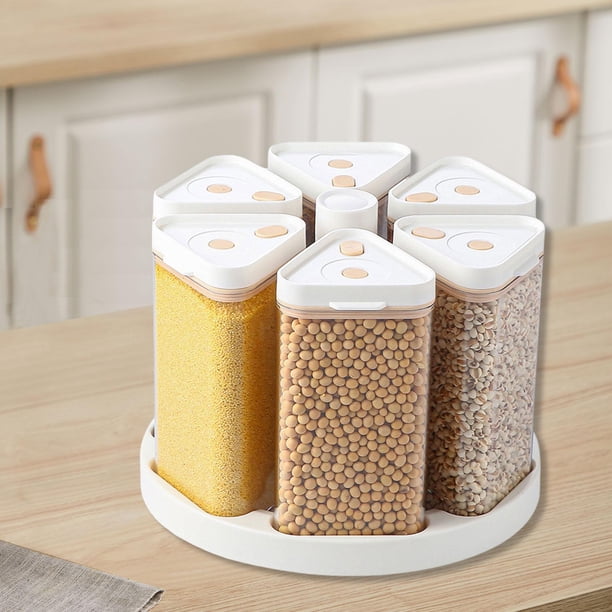 Contenedor de cereales giratorio al vacío, contenedor de granos, accesorio de cocina, caja de almacenamiento sellada reutilizable para gabinete de