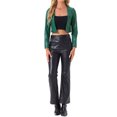 thumbnail image 2 of Chaqueta de cuero PU Faux INSPIRE CHIC para mujer, abrigo corto de manga larga, abierto, talla XL, verde, 2 of 5