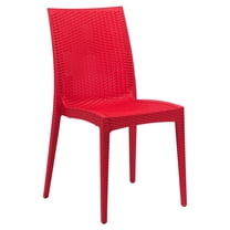 LeisureMod Modern Weave Mace Indoor Outdoor Dining Chair in Red