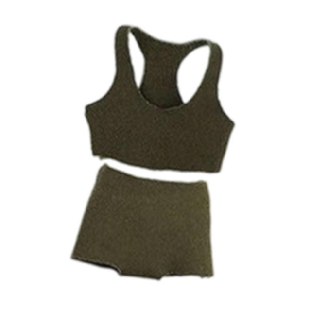 Conjunto de chaleco y pantalones cortos deportivos a escala 1/12, mini ropa informal, accesorios cómodos e informales. Verde