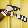 thumbnail image 2 of Womens Novelty Striped Crew Socks Athletic Vintage Slouch Mid Calf Tube Socks, 2 of 13