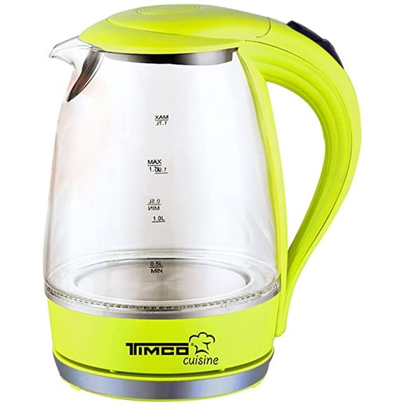 HERVIDORA TETERA ELECTRICA VIDRIO 1.7 L TIMCO JE-V02 VERDE Timco JEV02