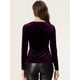 thumbnail image 4 of Top de terciopelo para mujer con cuello en forma de corazón elegante camiseta de manga larga Púrpura L, 4 of 5