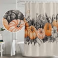 thumbnail image 5 of Halloween Shower Curtain, Waterproof Shower Curtains for Bathroom, Watercolor Country Orange Grey Pumpkin Skull Washable Fabric Bathtub Curtain Set Bath Decor with 12 Hooks 48"x72", 5 of 8