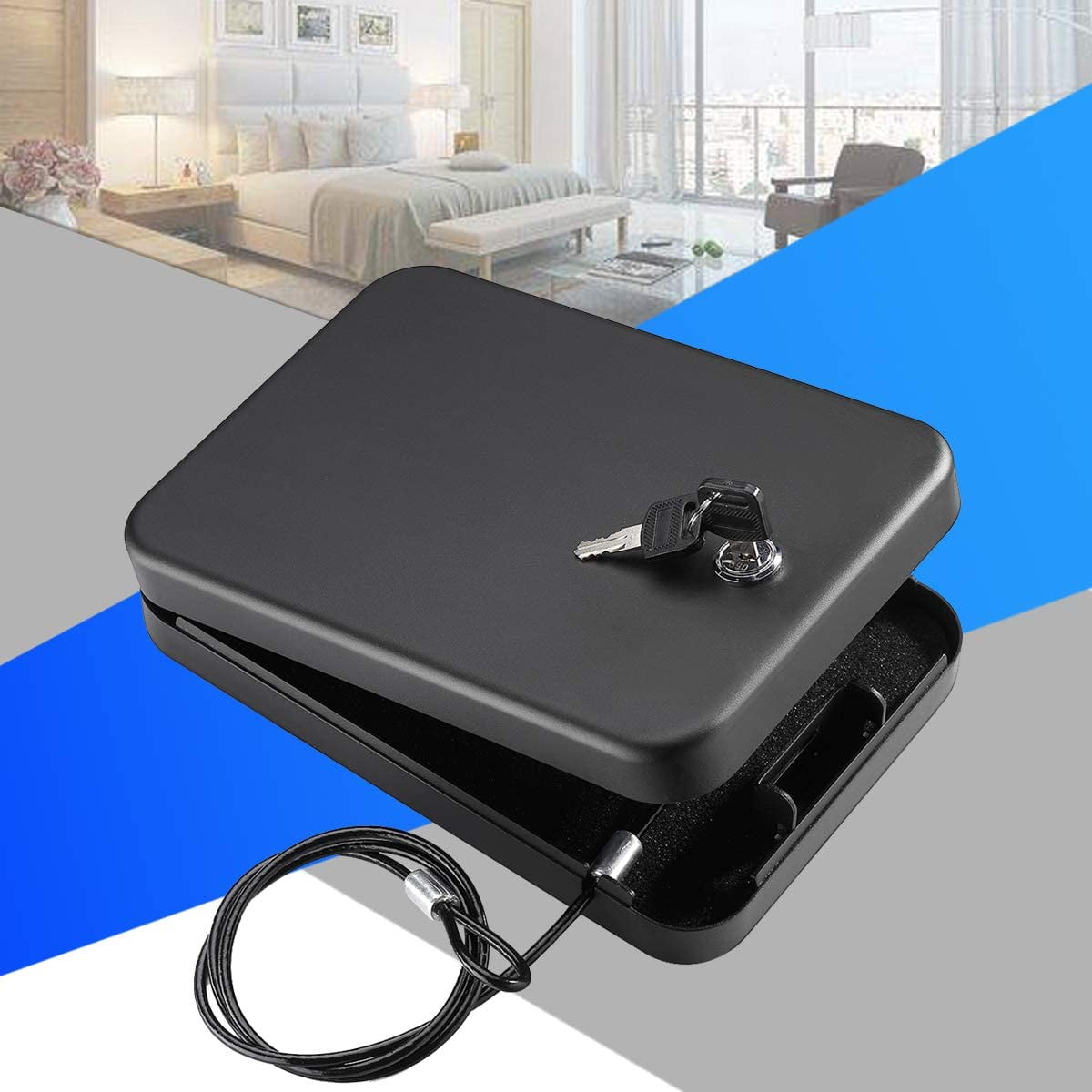Gun Safe With Security Cable Portable Pistol Safe For Car & Travel ...