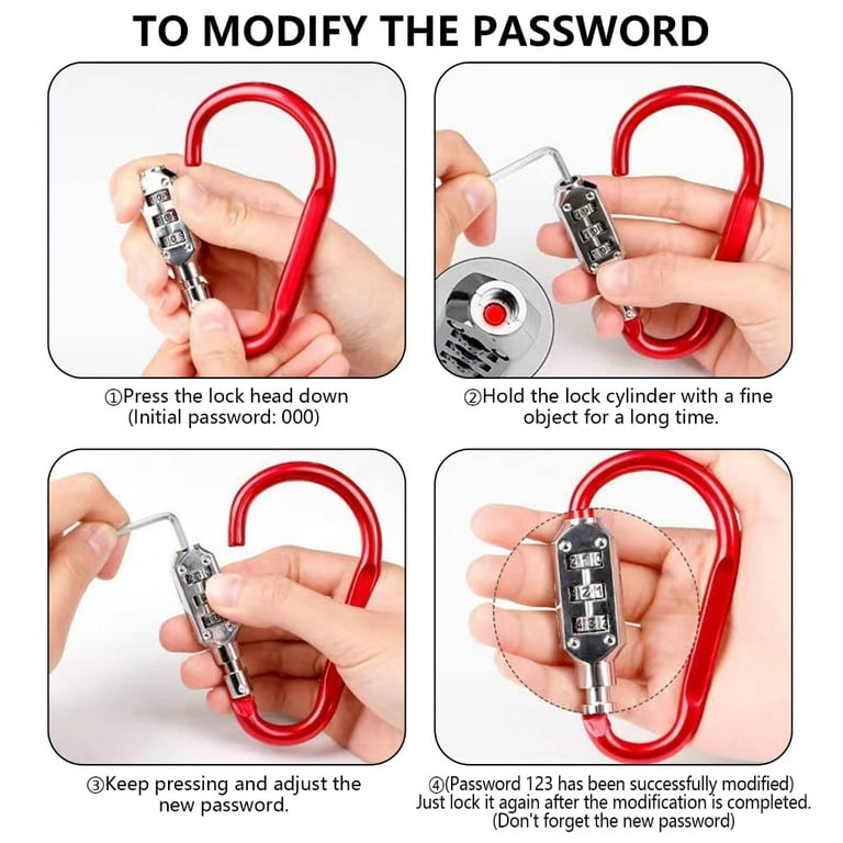 MOMOJIA Carabiner Clip with Combination Lock, Heavy Duty